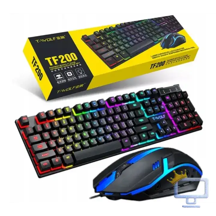 TWOLF 2 in 1 TF230 Gaming USB Backlit LED Wired Gaming Keyboard and Mouse Combo