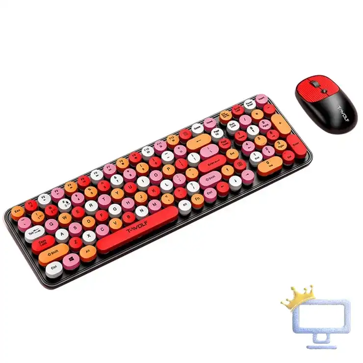 T-WOLF TF350 Milk Tea Wireless Keyboard & Mouse Combo