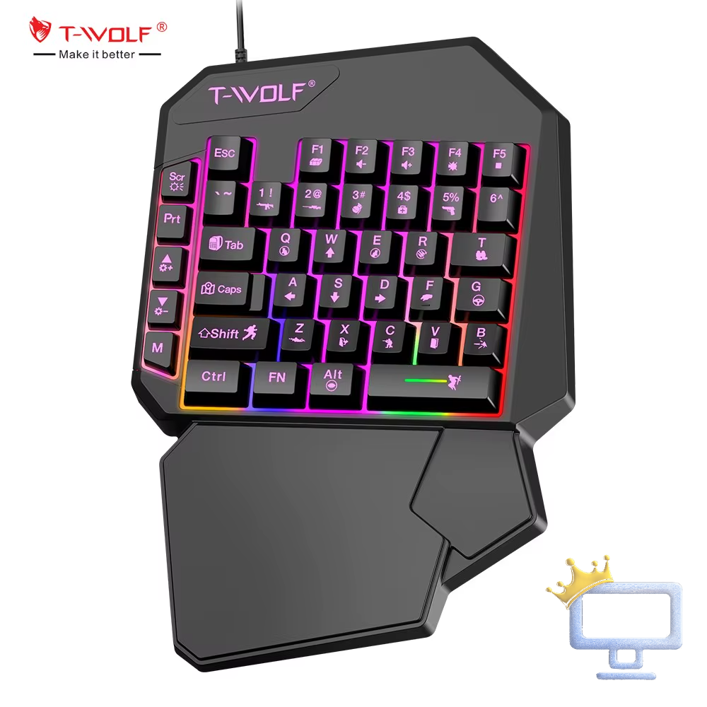 T-WOLF T19 40-Keys USB Wired Single Hand Gaming Keyboard