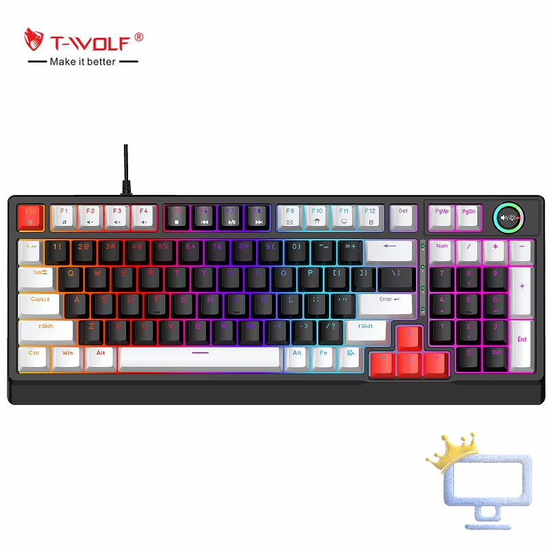 T-WOLF T50 Wired Mechanical Keyboard 85% Keyboard