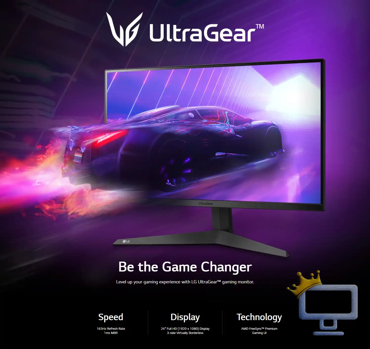 LG 24" UltraGear FHD Monitor|24GQ50F-B | |USED|